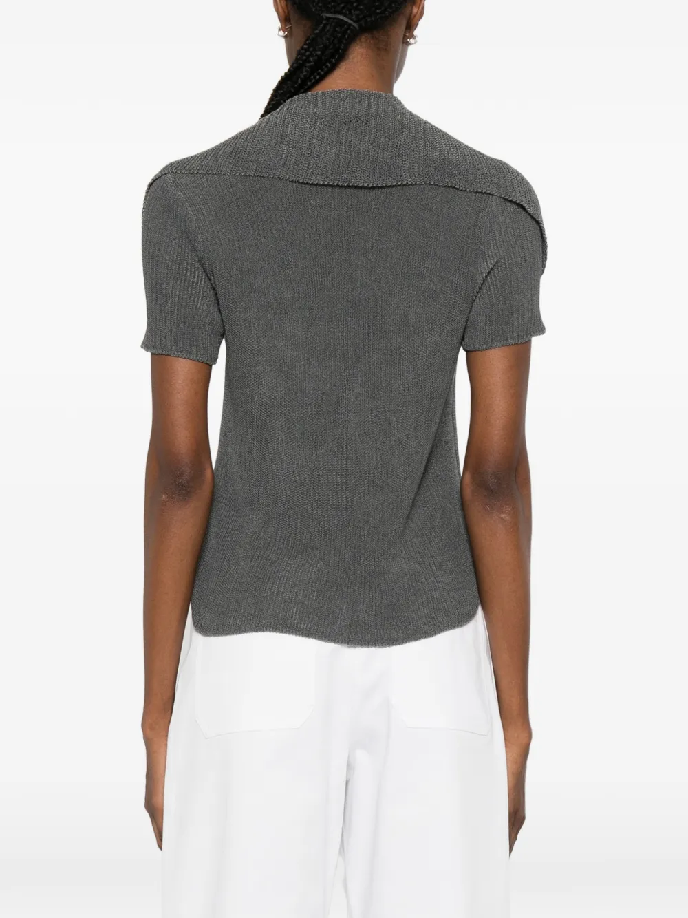 Giorgio Armani Ribgebreide top Grijs