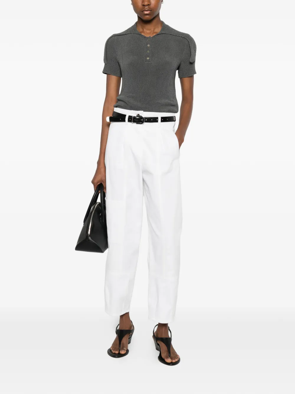 Giorgio Armani Ribgebreide top Grijs
