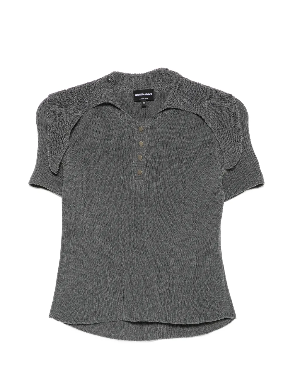 Giorgio Armani ribbed-knit short-sleeve top - Grigio