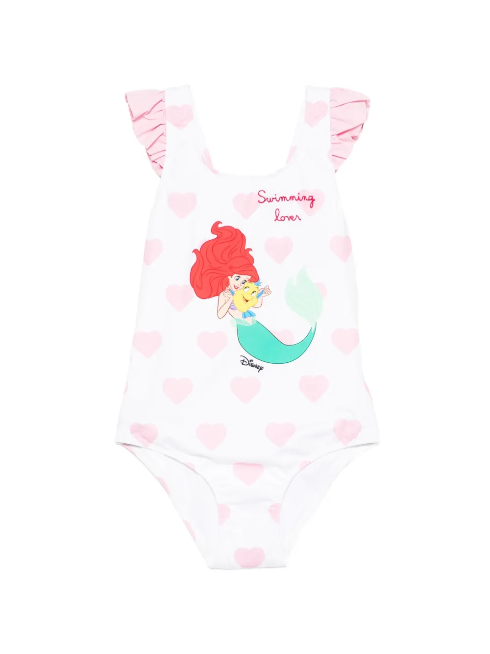 MC2 Saint Barth Kids X Disney ruffled heart-print swimsuit - Weiß