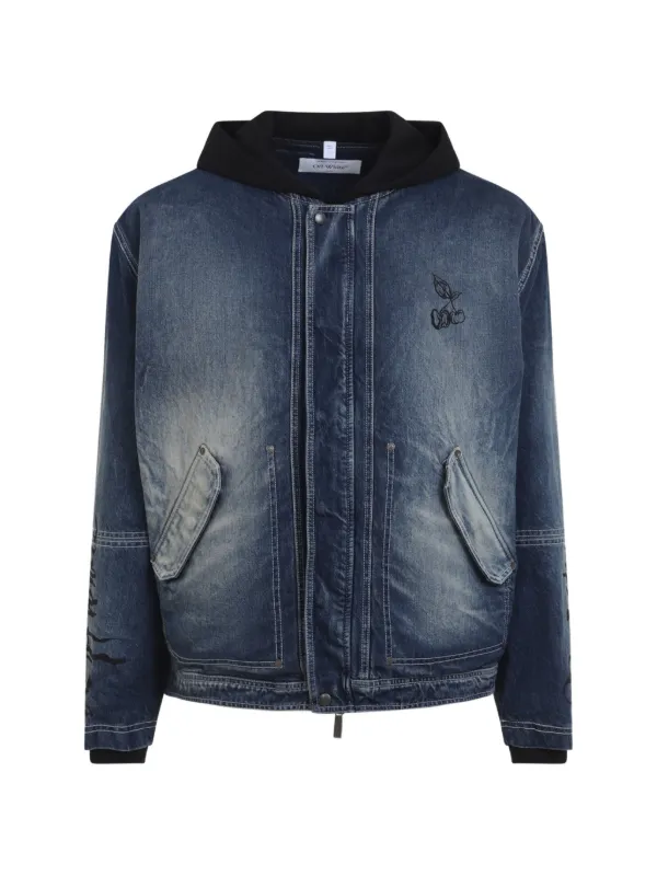 Off-White フーデッド デニムジャケット | ブルー | FARFETCH JP