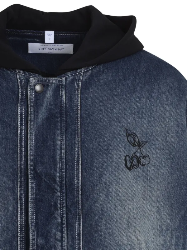 Off-White フーデッド デニムジャケット | ブルー | FARFETCH JP