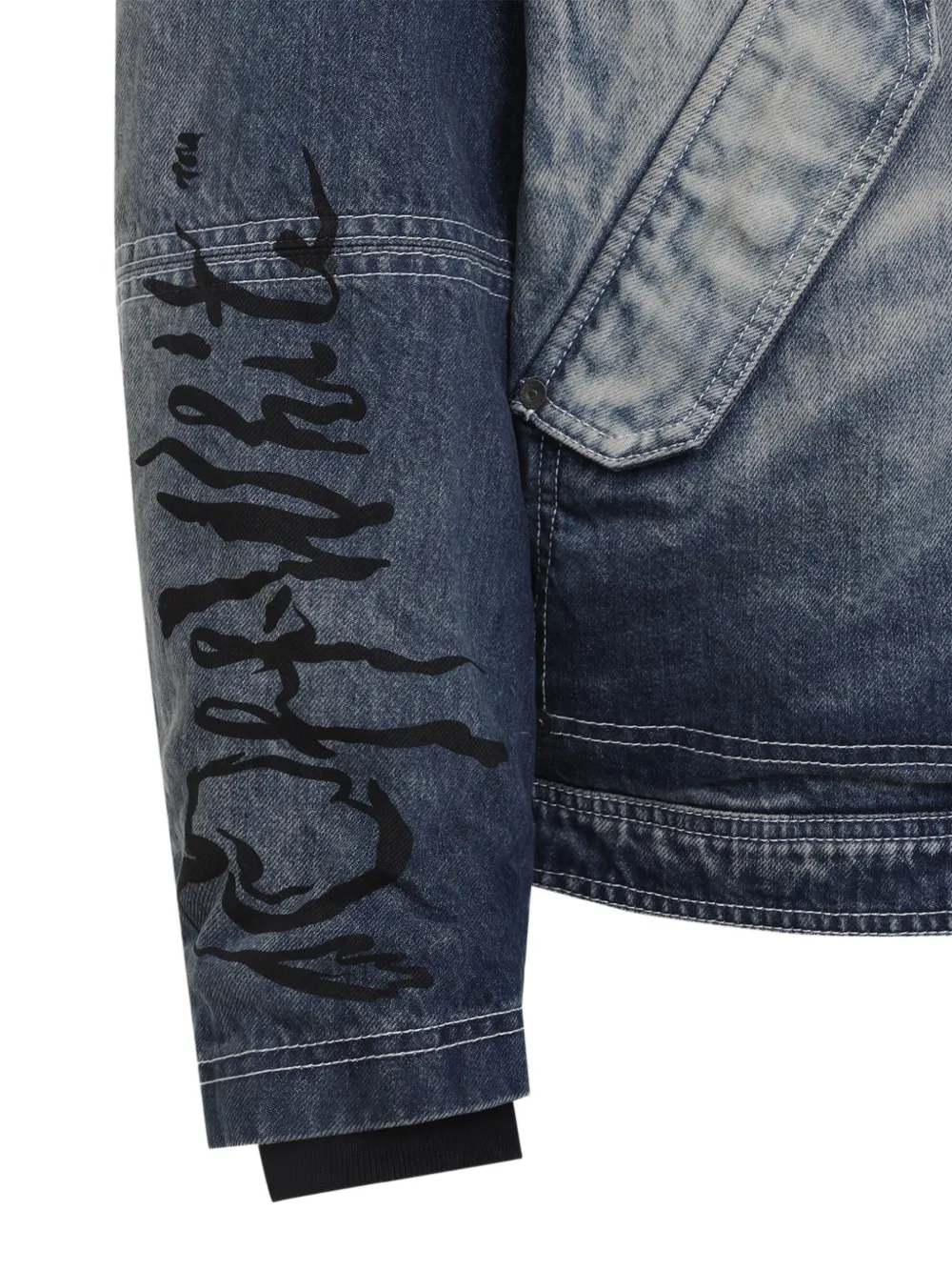 Off-White Denim jack met capuchon Blauw