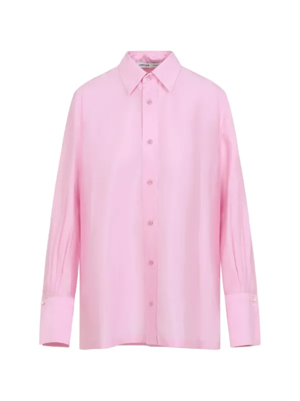 Carven Button-up Silk Shirt in Pink