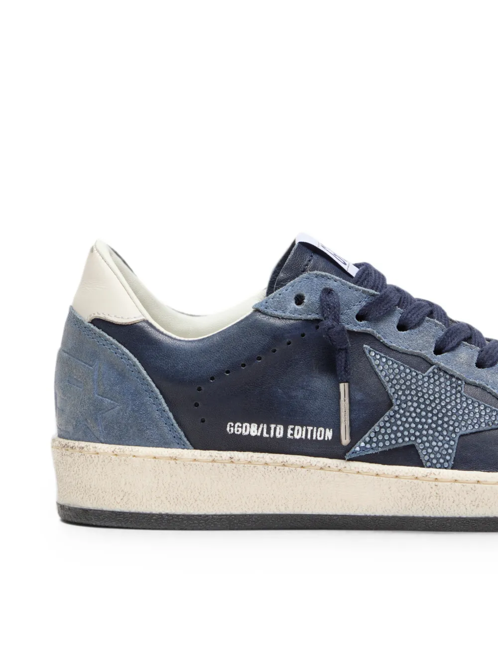 Golden Goose Ball Star LTD leren sneakers met Swarovski kristallen ster en suède inzetstukken Blauw