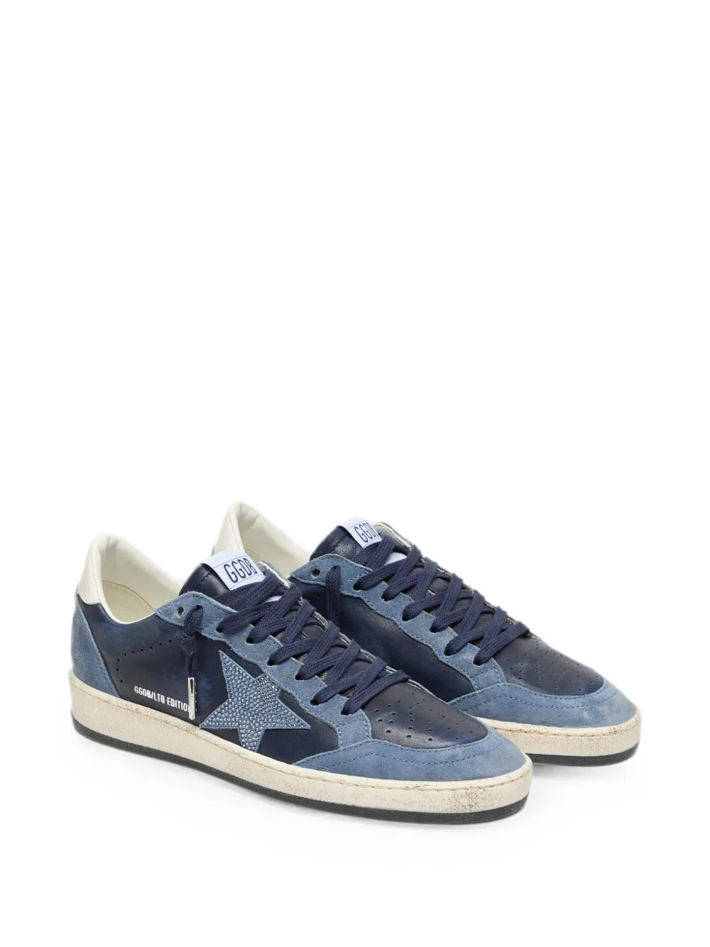 Golden Goose Ball Star LTD leren sneakers met Swarovski kristallen ster en suède inzetstukken Blauw