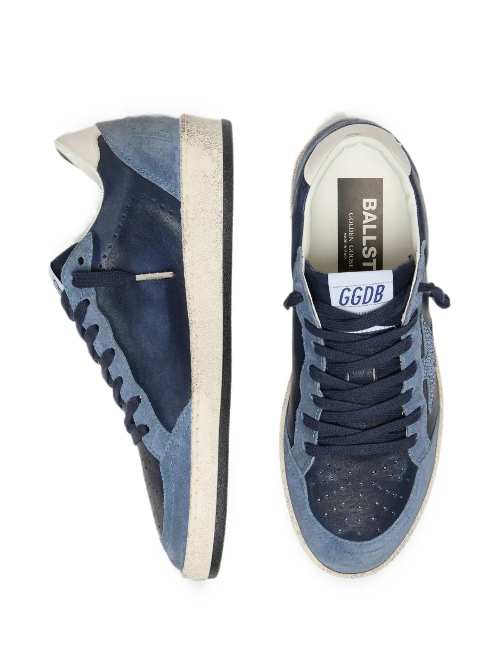 Golden Goose Ball Star LTD leren sneakers met Swarovski kristallen ster en suède inzetstukken Blauw