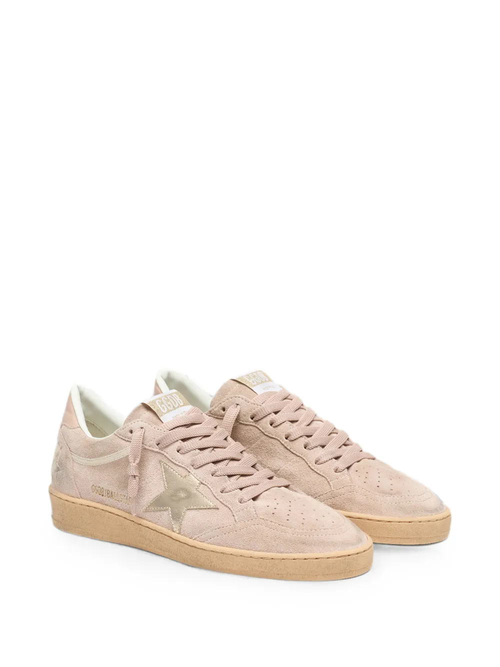 Golden Goose Ball Star poederroze suède sneakers met metallic gouden ster