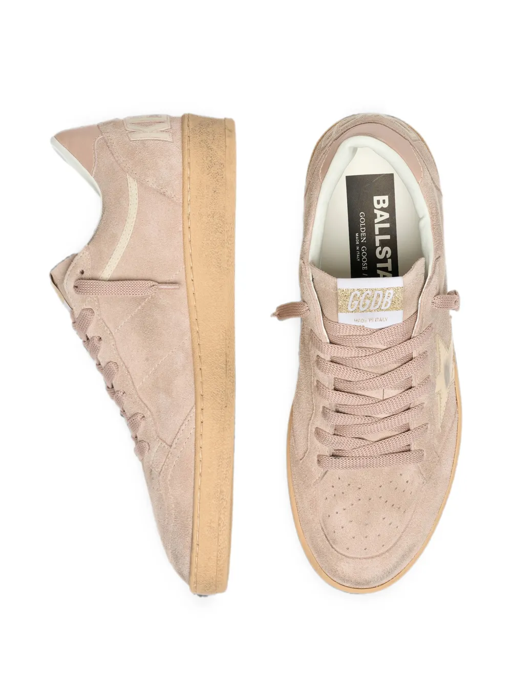 Golden Goose Ball Star poederroze suède sneakers met metallic gouden ster
