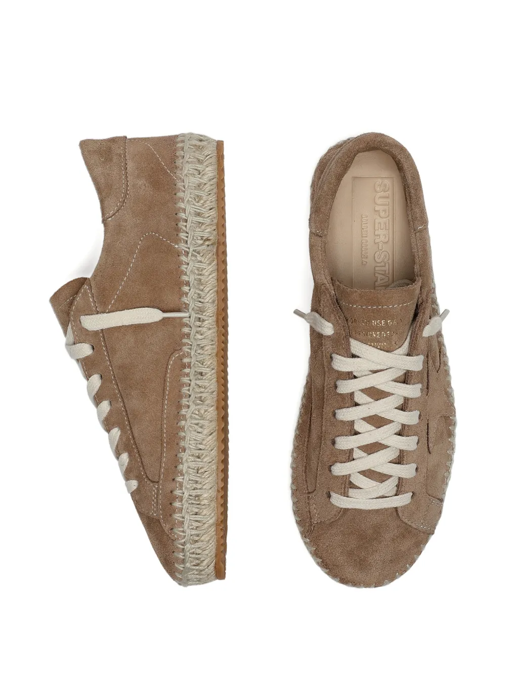 Golden Goose Super-Star suède sneakers met jute-effect en sterdetail Beige