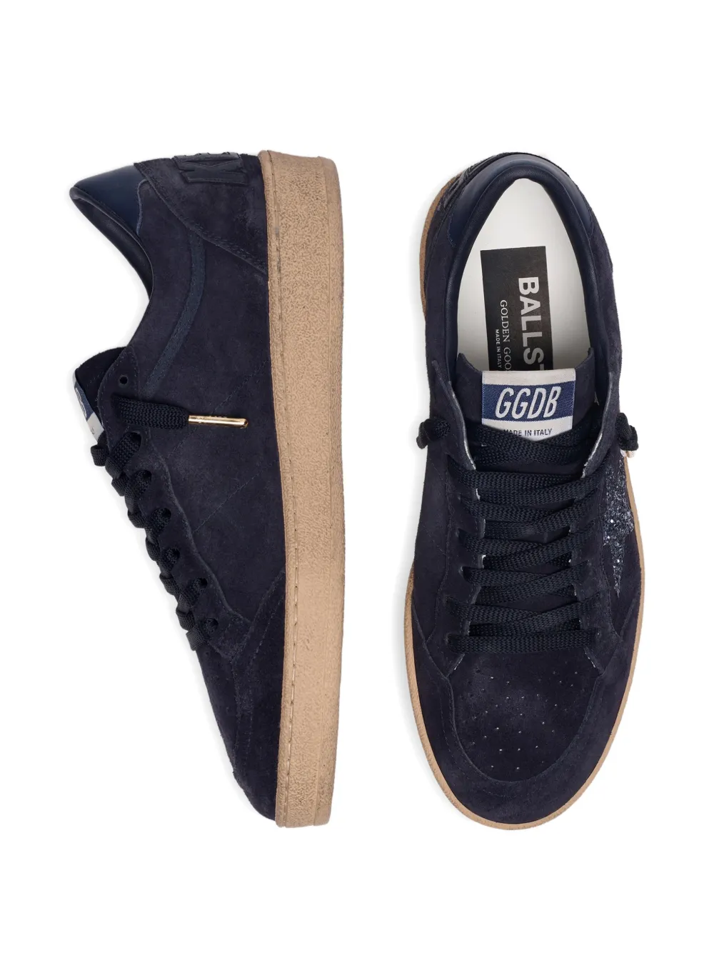 Golden Goose Ball Star sneakers in donkerblauw suède met donkerblauwe glitterster