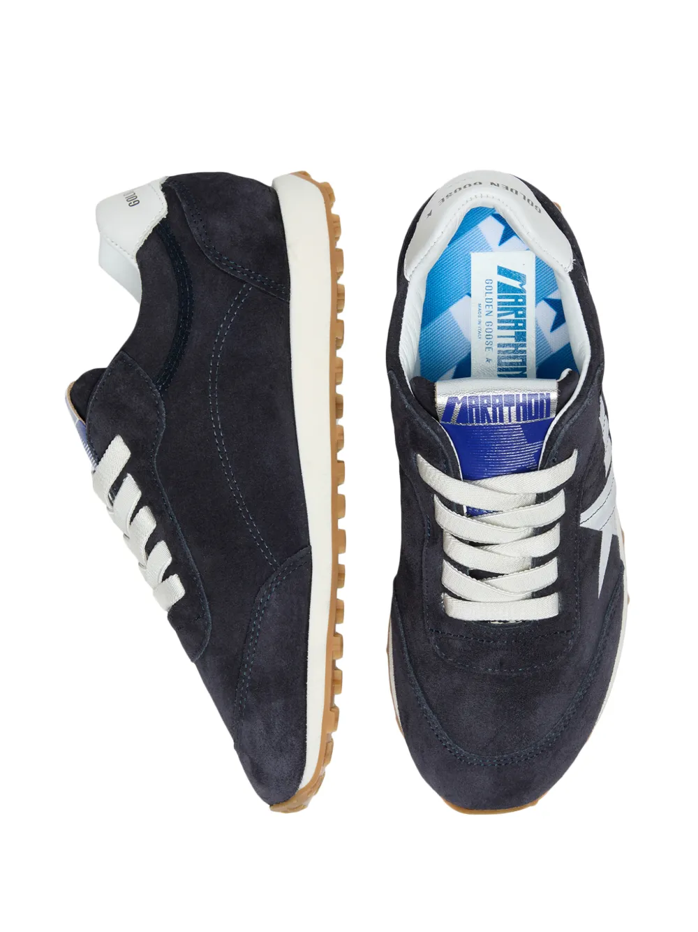Golden Goose Kids Marathon white star sneakers Blauw