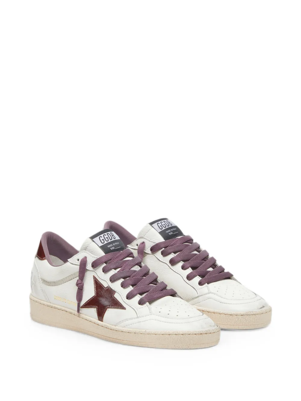 Golden Goose Ball Star LTD witte leren sneakers met bordeauxrode leren ster