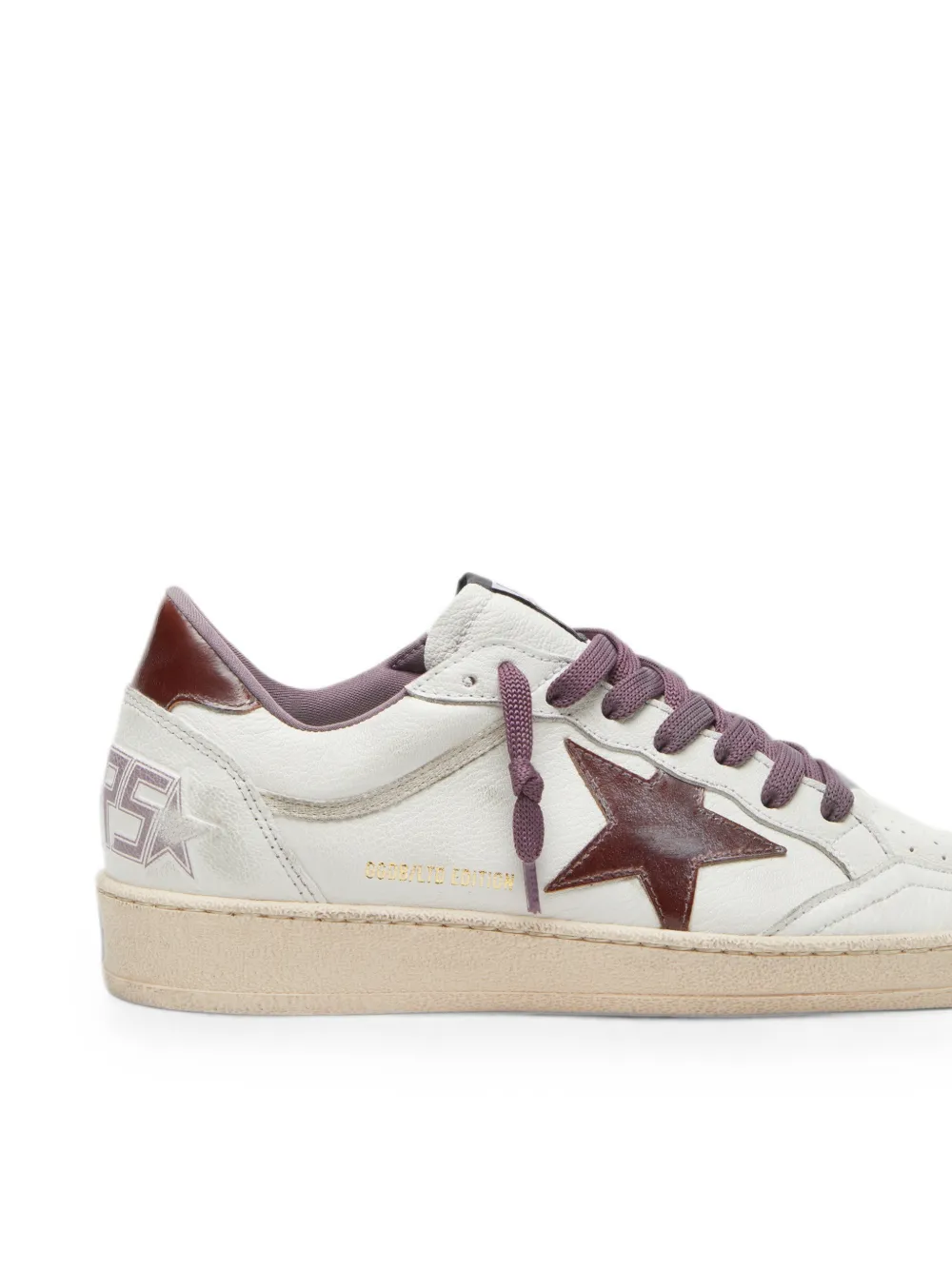 Golden Goose Ball Star LTD witte leren sneakers met bordeauxrode leren ster