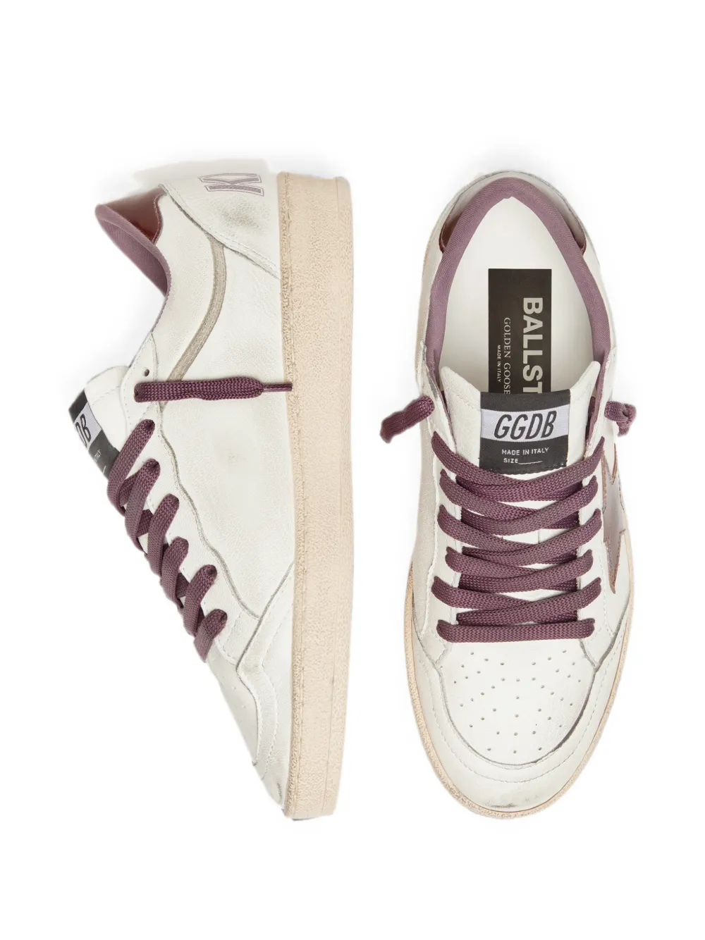 Golden Goose Ball Star LTD witte leren sneakers met bordeauxrode leren ster