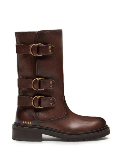 Golden Goose botas Kurt de piel marrón con hebillas doradas
