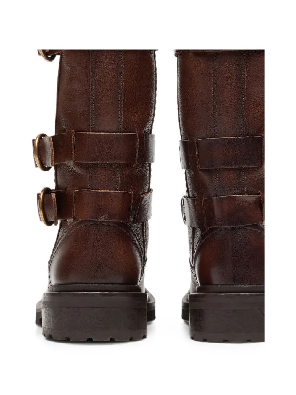 Golden Goose Kurt boots in brown leather with gold buckles Bruin