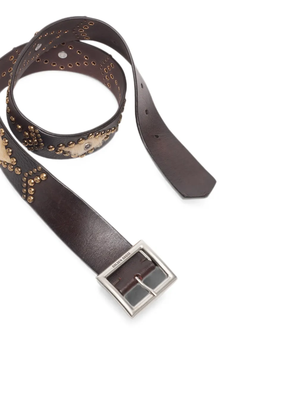 Golden Goose Riem met ponyhaar en studs Bruin