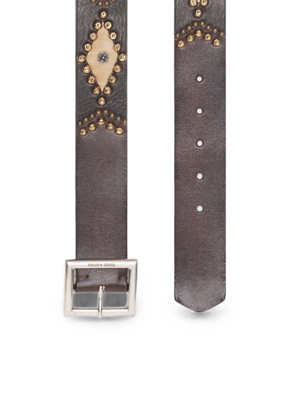 Golden Goose Riem met ponyhaar en studs Bruin