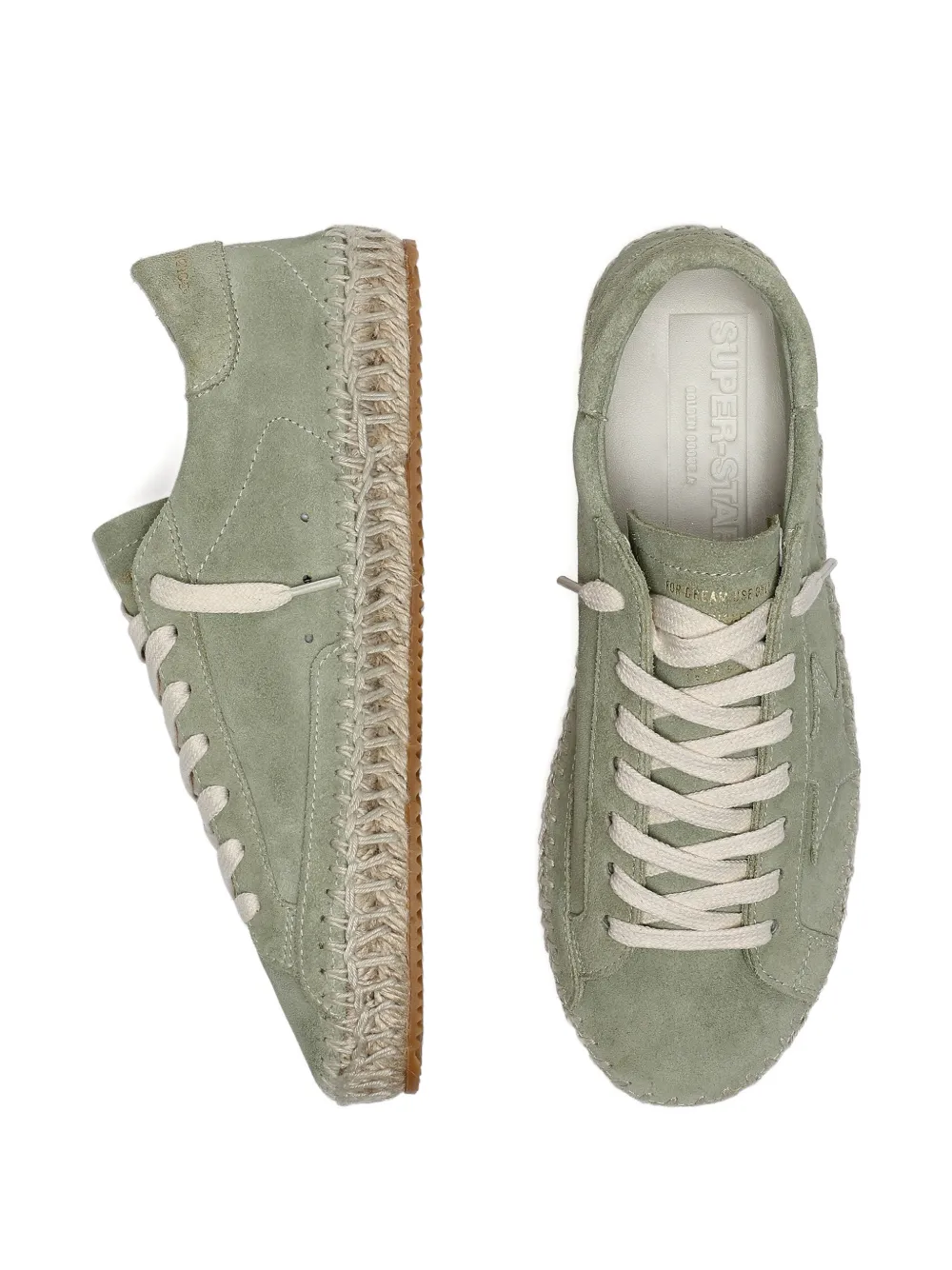 Golden Goose Super-Star suède sneakers met jute-effect en sterdetail Groen