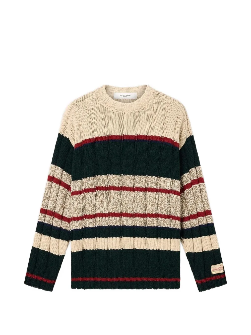 Golden Goose Journey gebreide trui met ronde hals en raglan mouwen en mouliné wollen strepen Groen