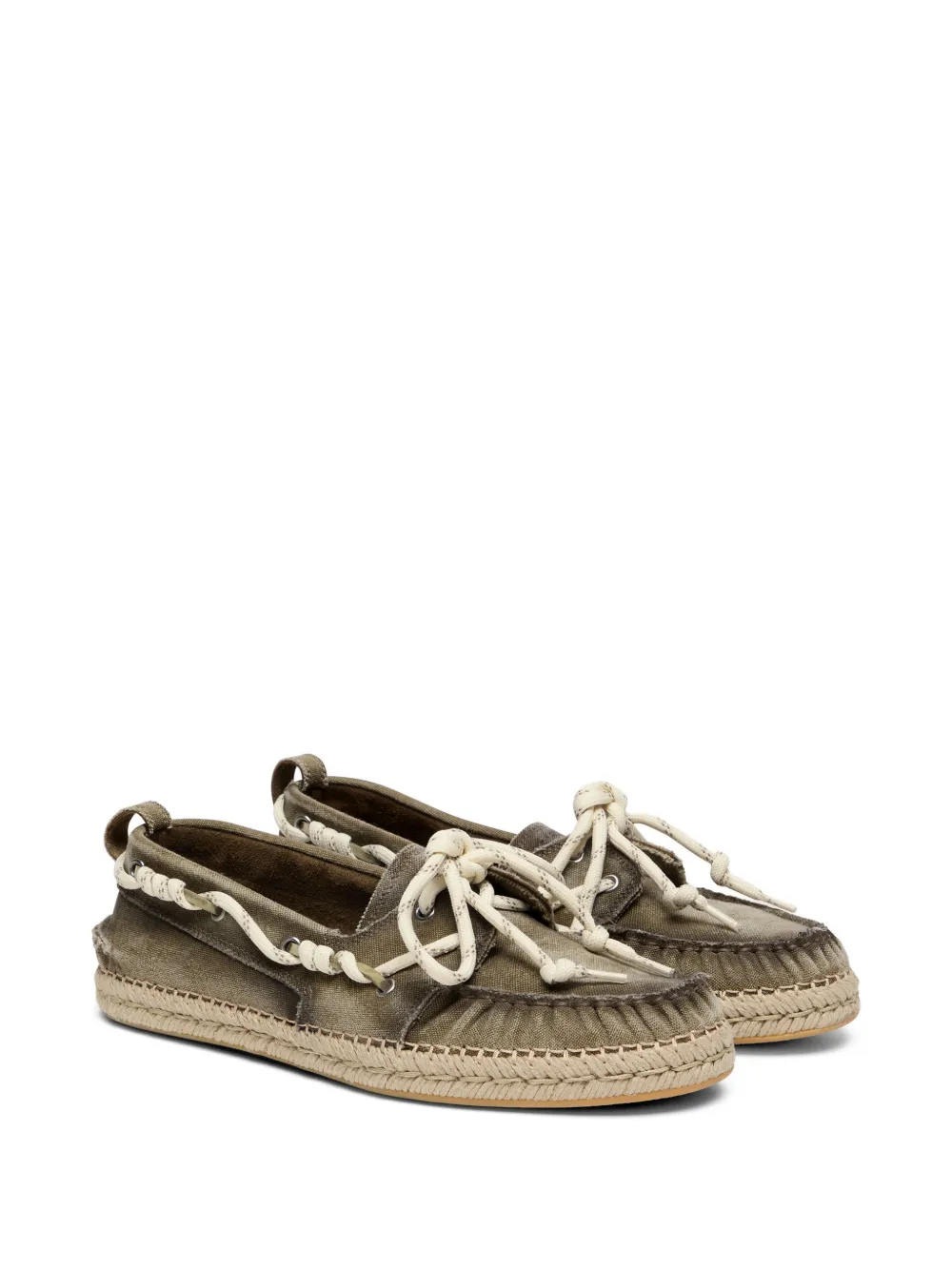 Golden Goose Cruise canvas mocassins met juta-effect Groen