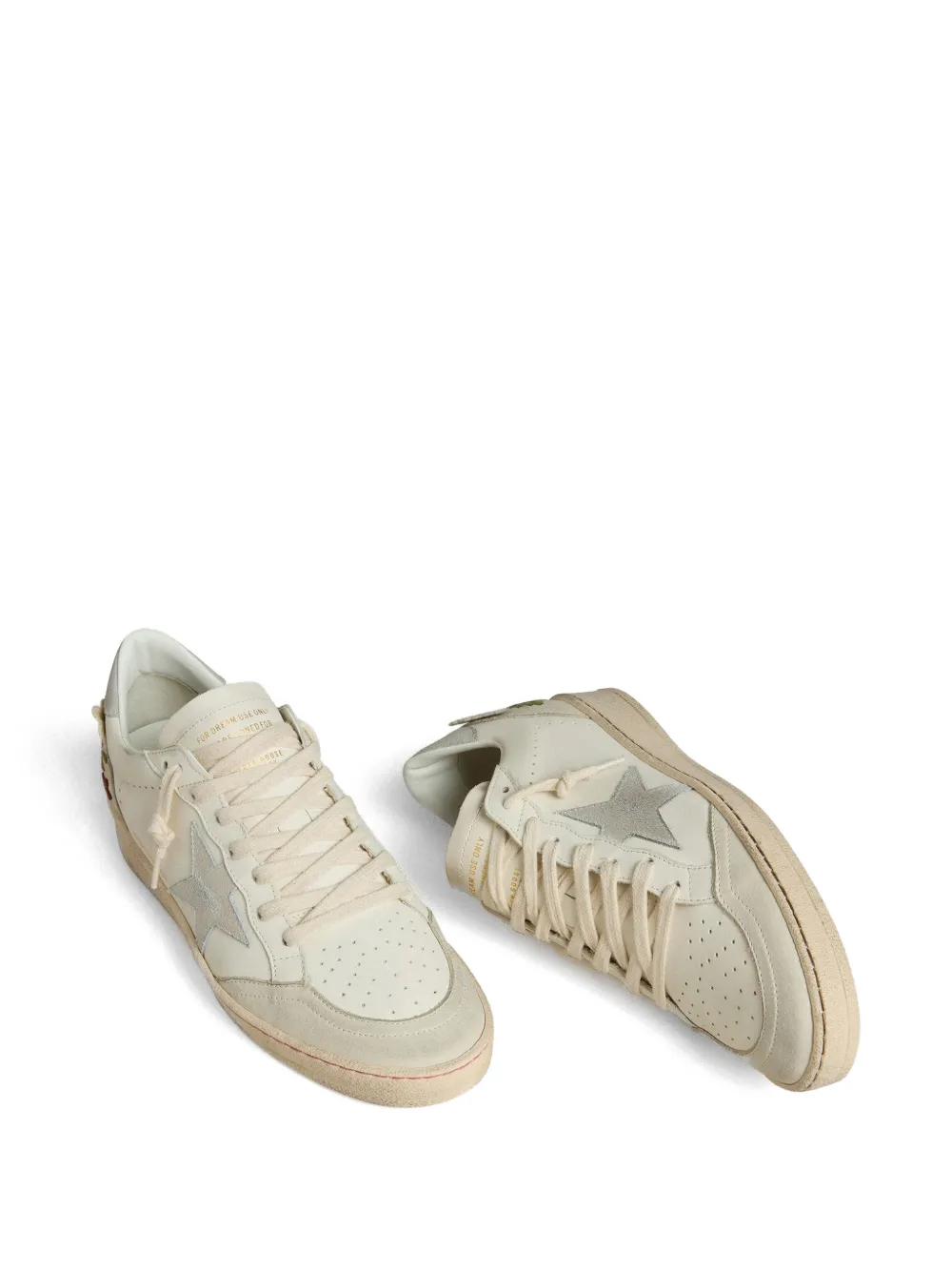 Golden Goose Ball Star leren sneakers met suède ster en meerkleurige geborduurde bloemen Beige