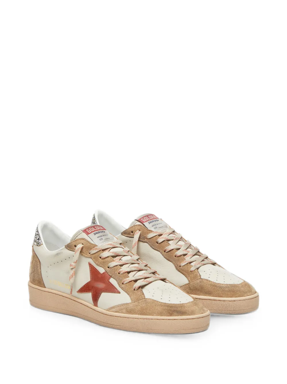 Golden Goose Ball Star leren sneakers met leren ster en suède inzetstukken Beige