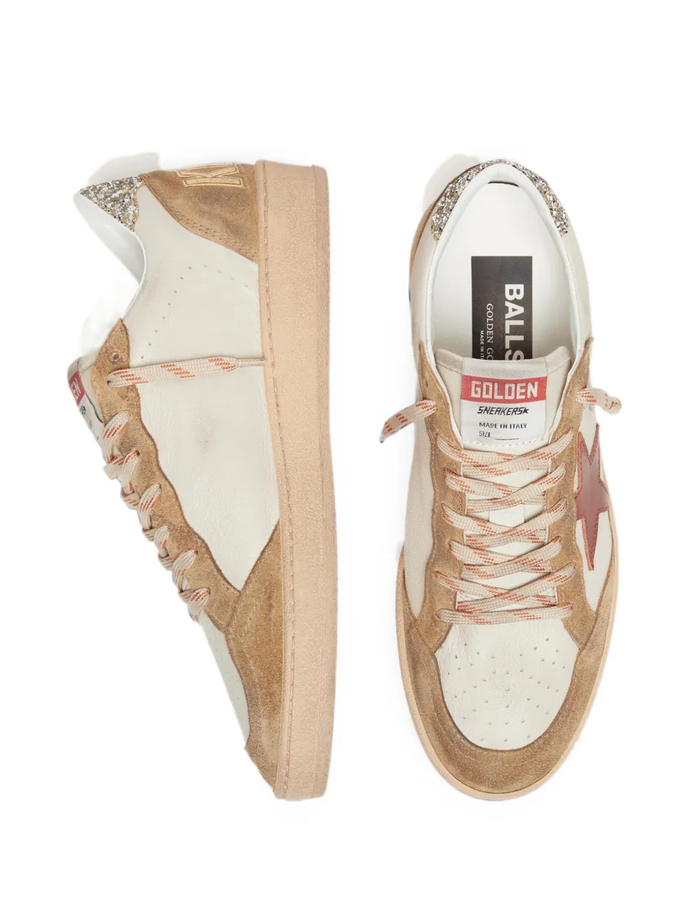 Golden Goose Ball Star leren sneakers met leren ster en suède inzetstukken Beige