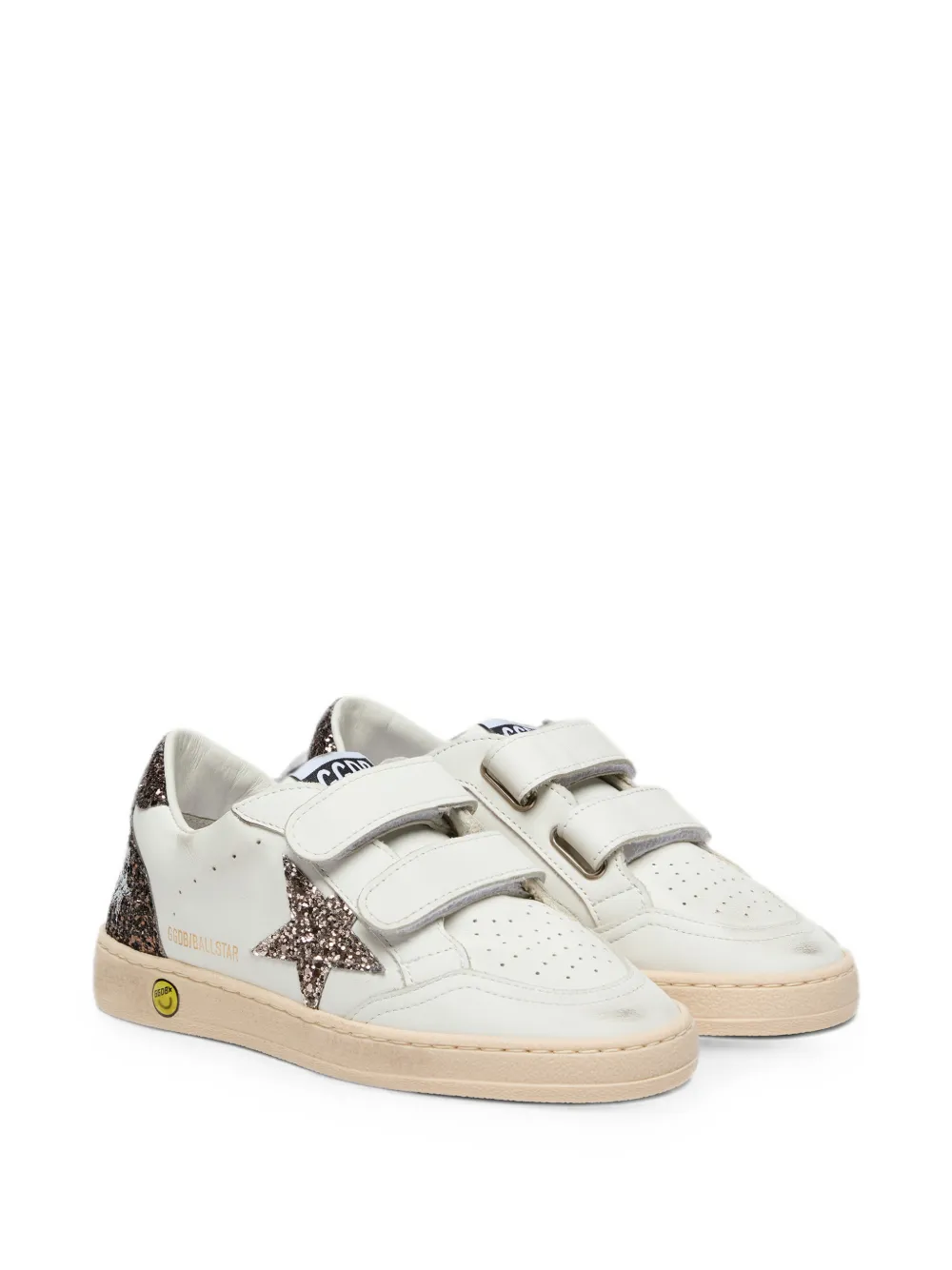 Golden Goose Kids Ball Star strap leather upper toe and strap glitter-star heel and spur Wit