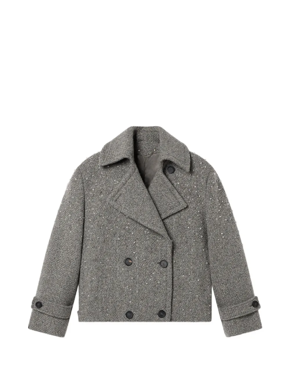 Golden Goose Journey short trench coat Regina embellished salt and pepper virgin wool - Grau
