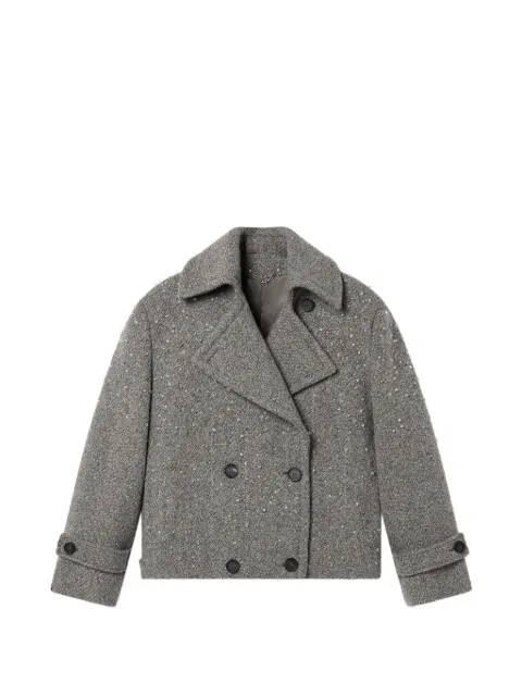 Golden Goose women's double-breasted jacket in melange wool with rhinestones