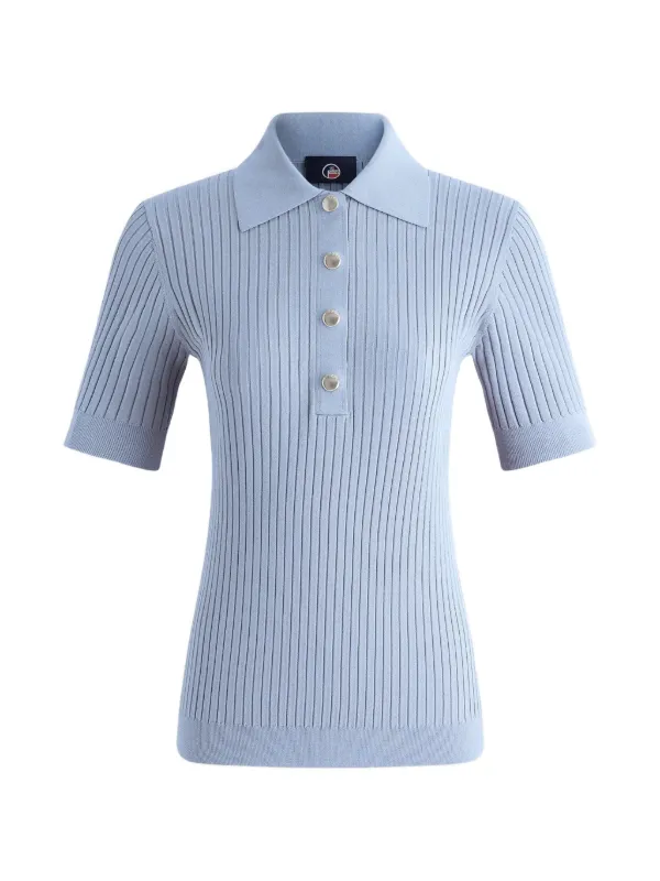 Fusalp Ribbed Buttoned Polo Shirt in Blue