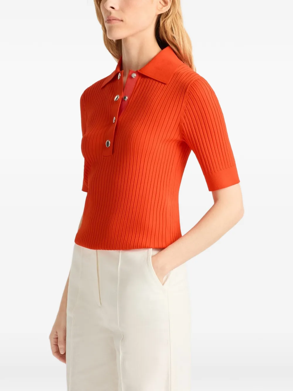 Fusalp Vera geribbelde polotop Oranje