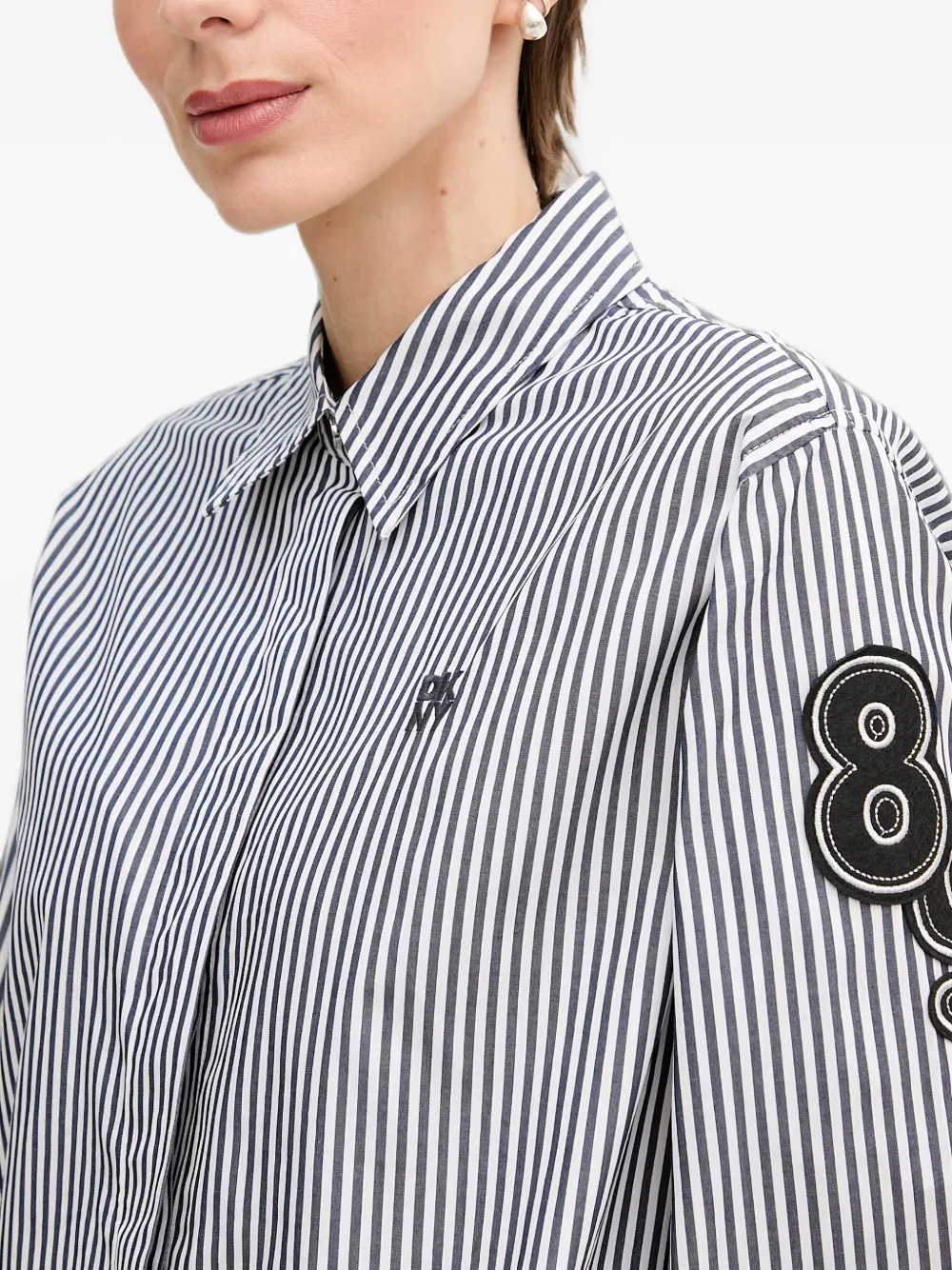 DKNY Overhemd met verticale streep en logoprint Wit