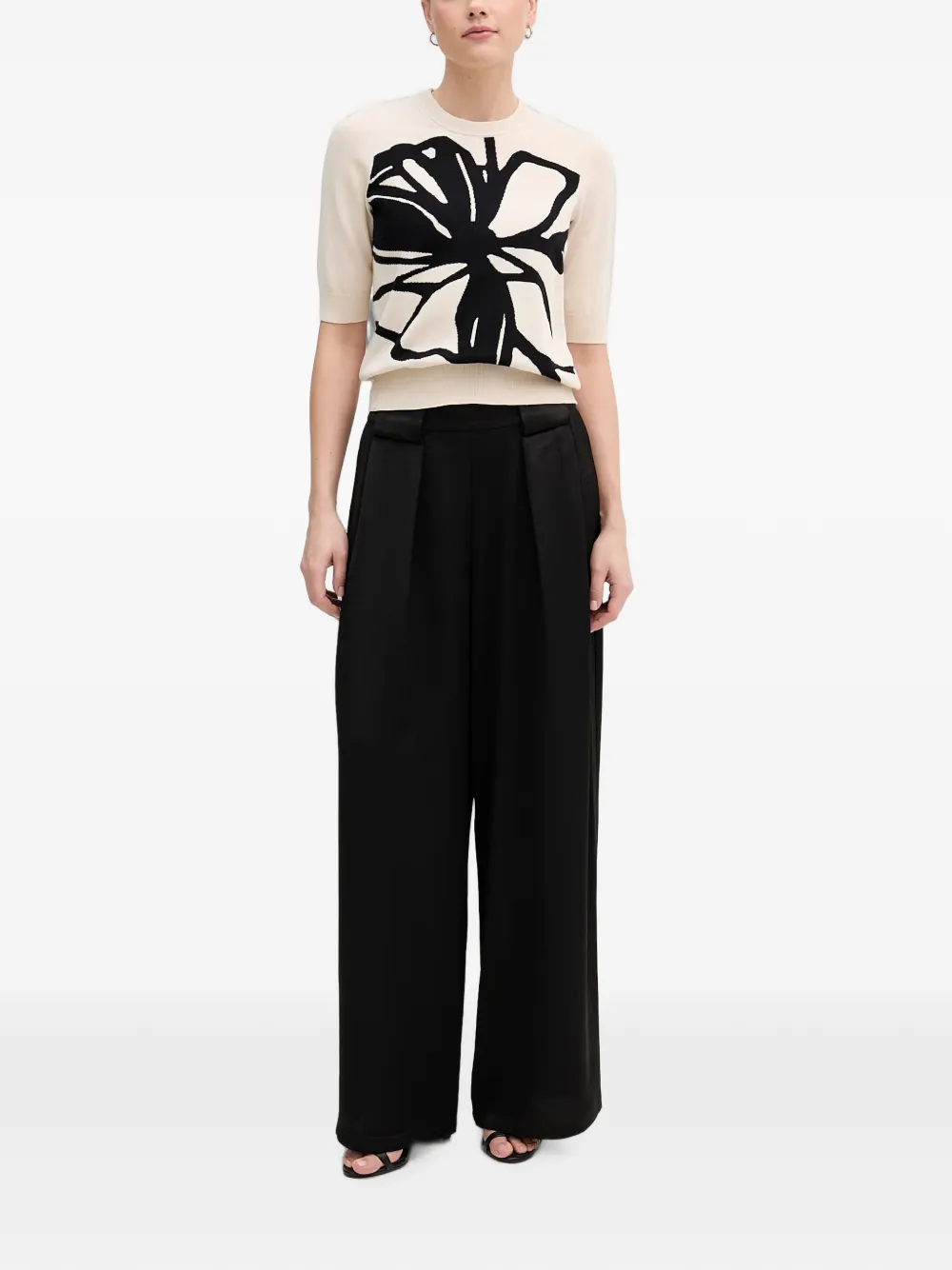 DKNY Palazzo plooibroek met elastische tailleband Zwart