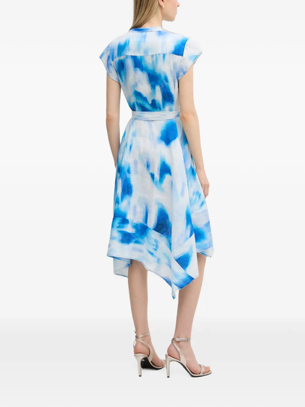 DKNY Asymmetrische linnen jurk Blauw
