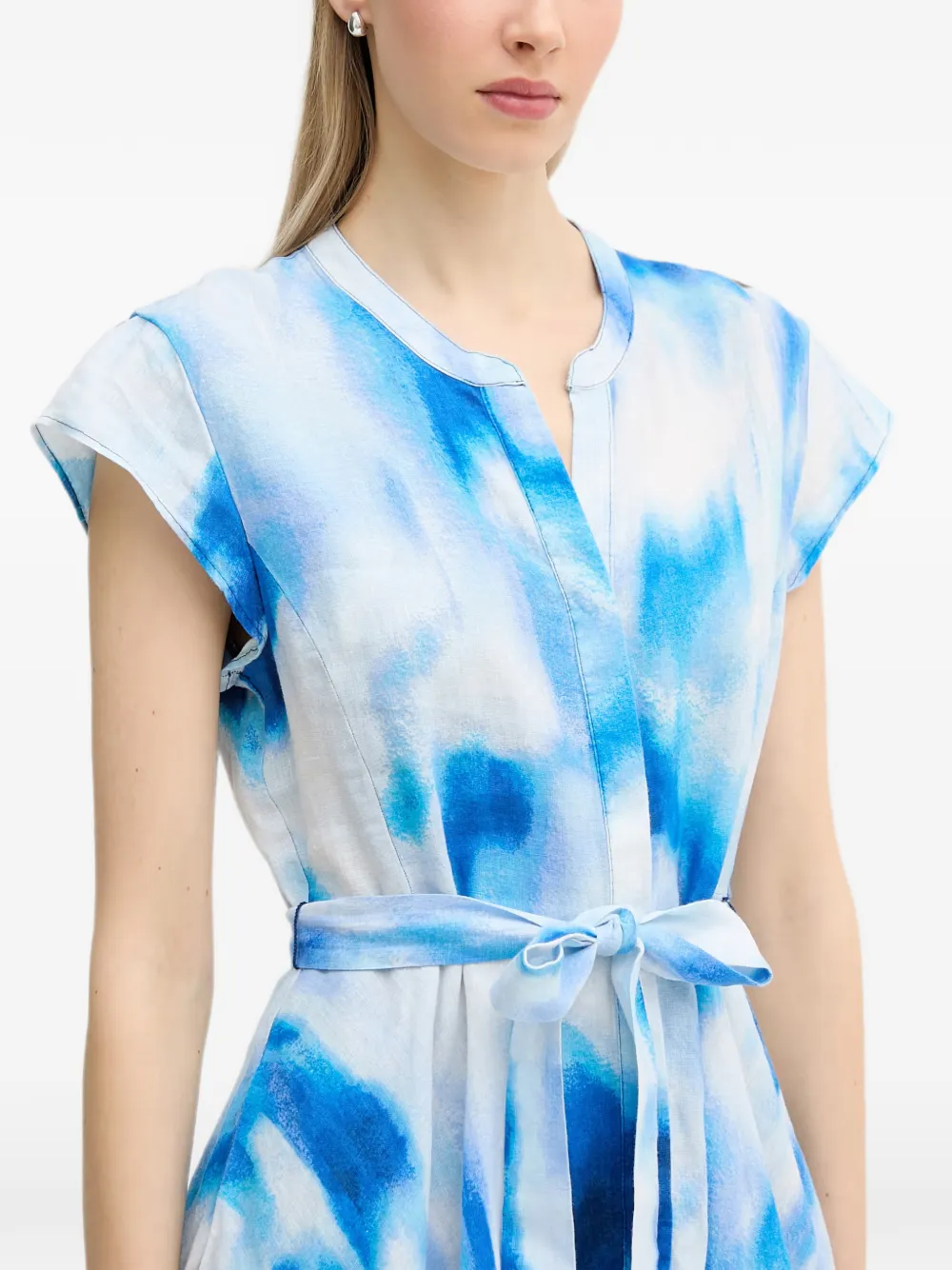 DKNY Asymmetrische linnen jurk Blauw