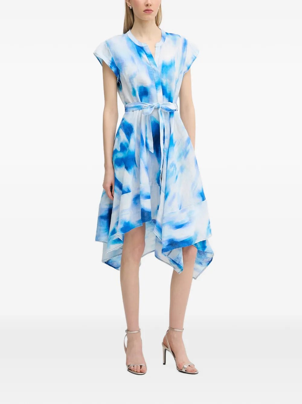 DKNY tie-dye linen asymmetric dress - Blu
