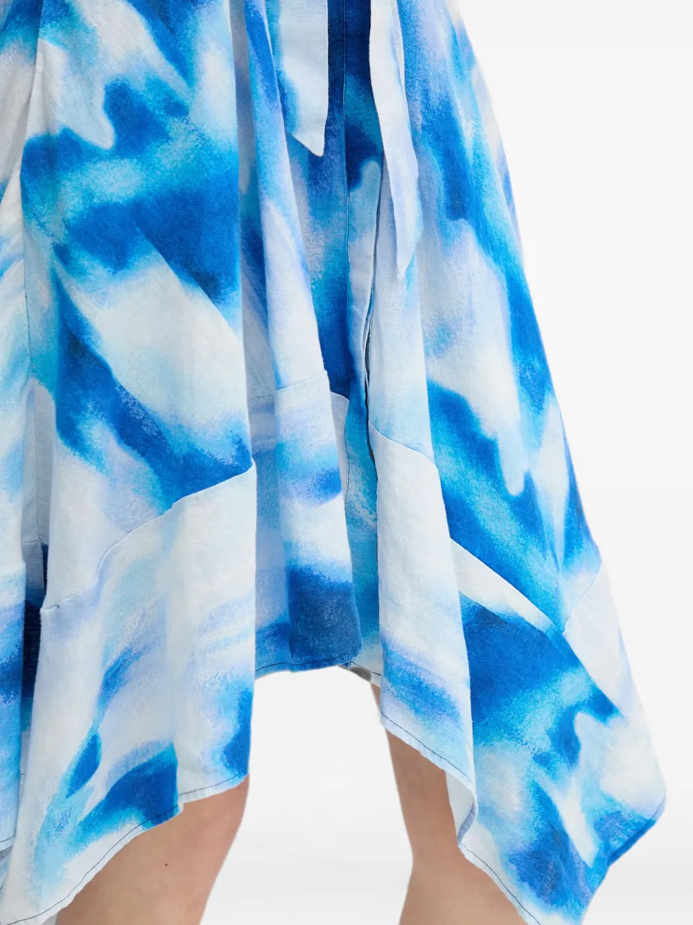 DKNY Asymmetrische linnen jurk Blauw