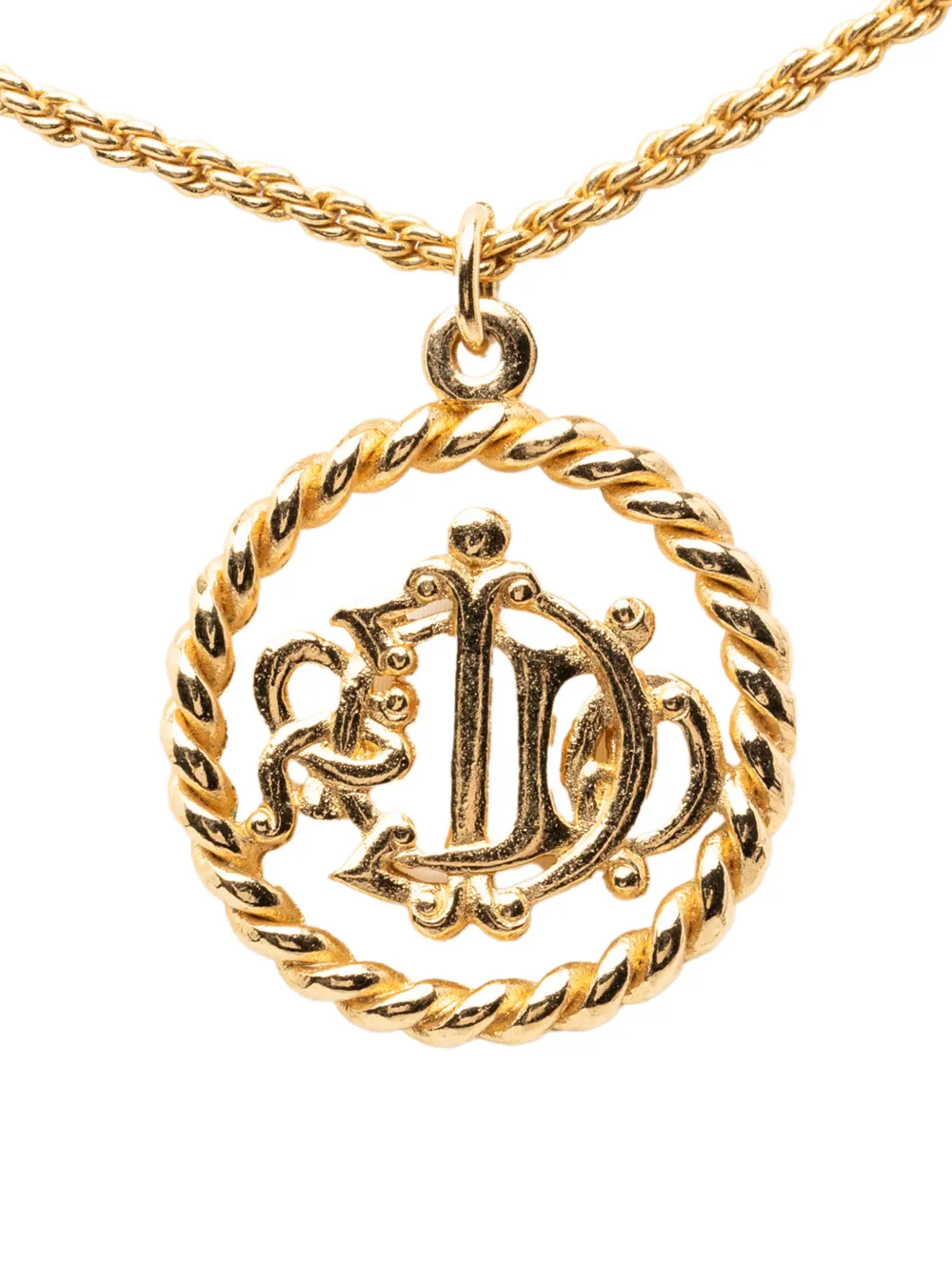 Christian Dior Pre-Owned 2000-2026 Gold Plated Logo Pendant Necklace costume necklace - Oro