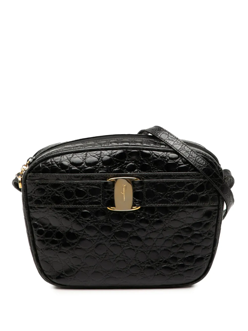 Ferragamo Pre-Owned 2010-2026 Leather Gancini Chain crossbody bag - Nero