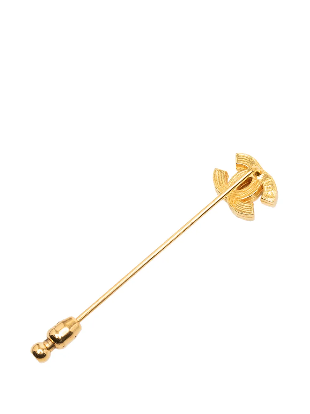 CHANEL Pre-Owned 1950-1970 Gold Plated Rhinestone CC Pin Brooch Costume ...
