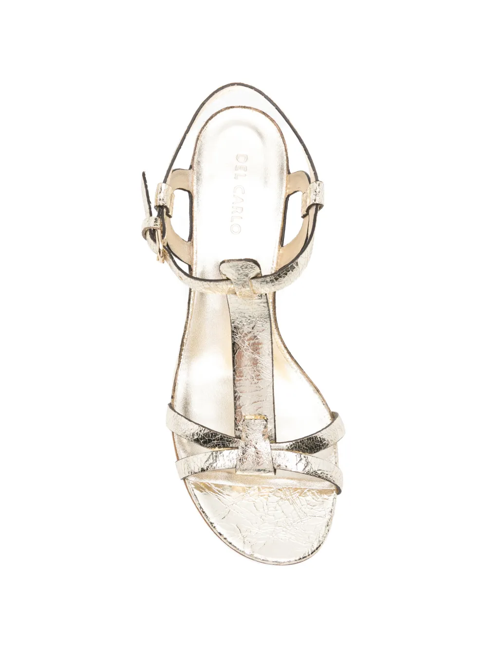 Del Carlo Betty cracked-effect T-bar sandals Goud
