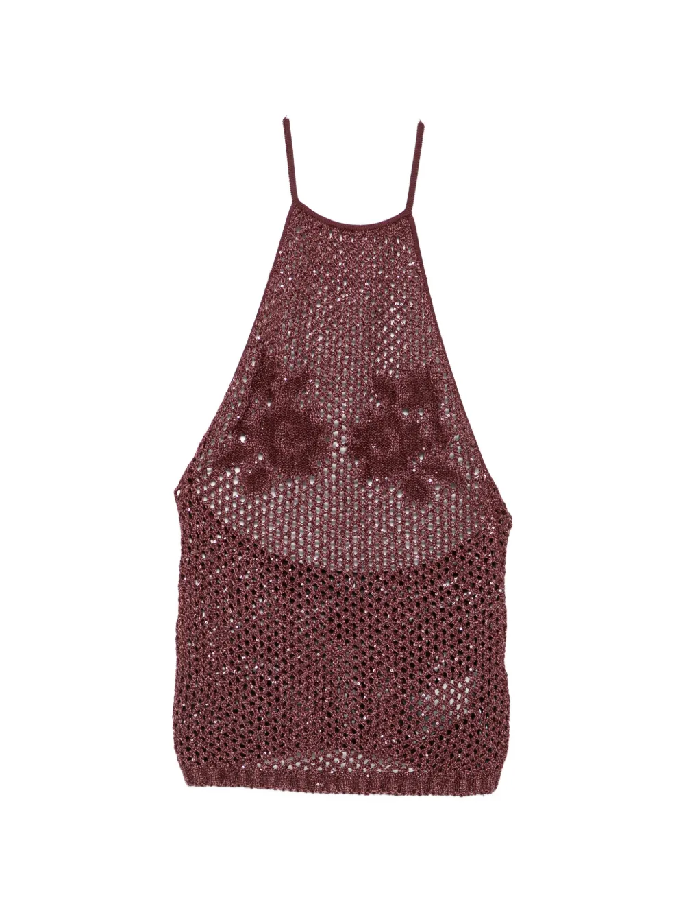 AMIRI sequin-embellished open-knit top - Rosso