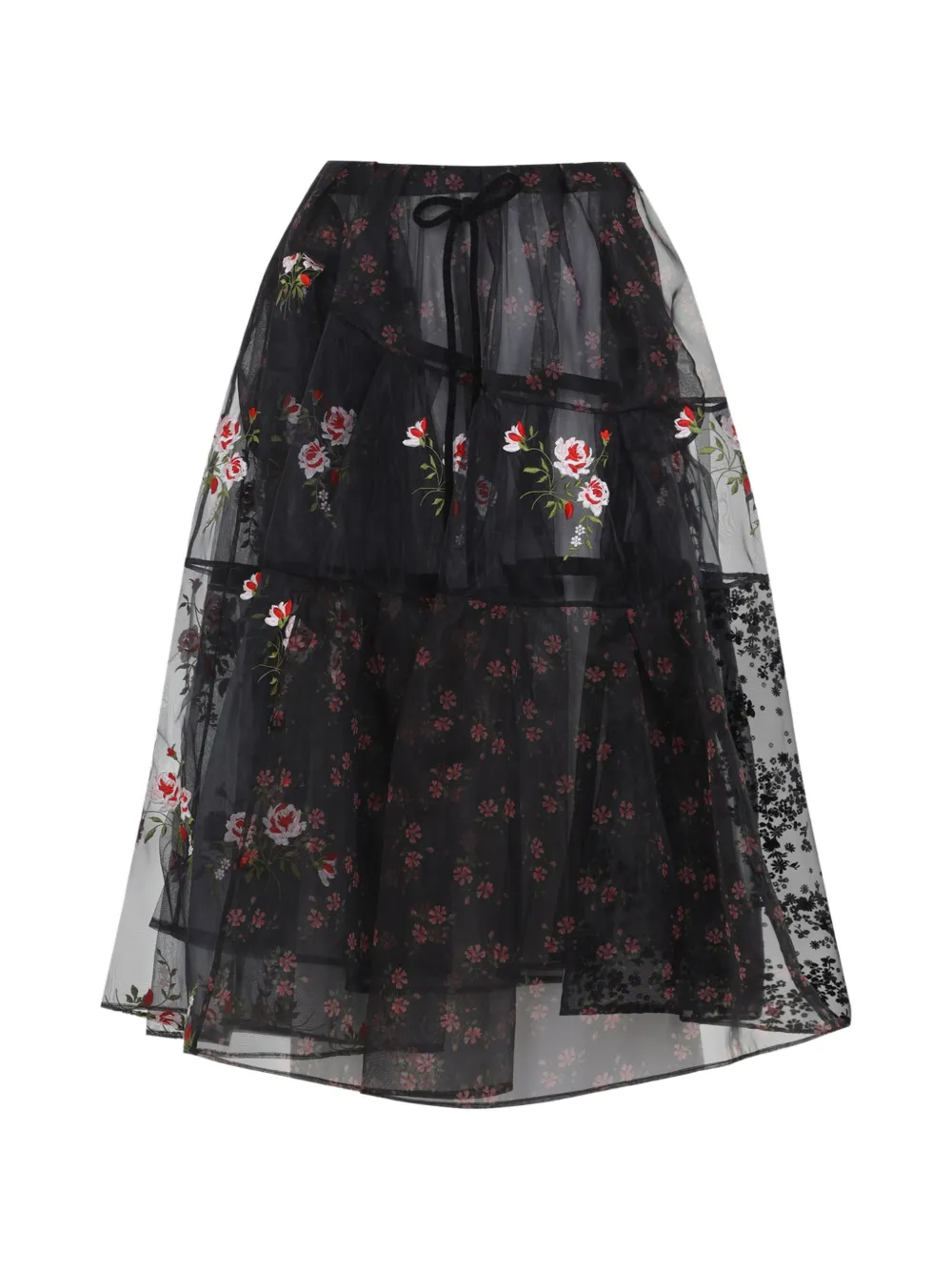Simone Rocha floral embroidered mid skirt - Nero