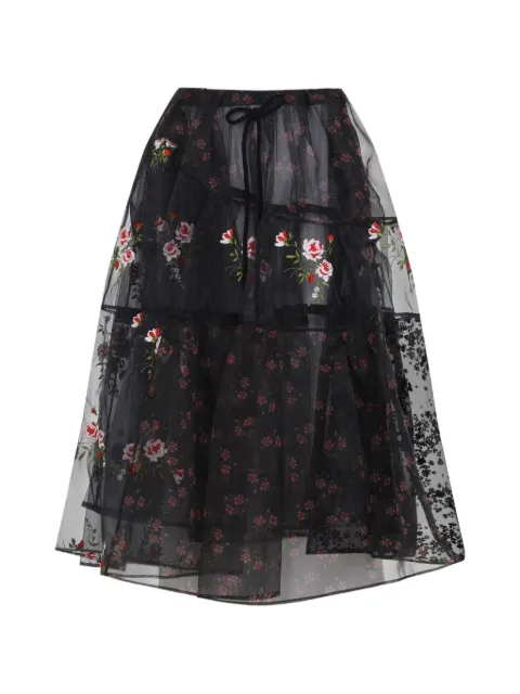 Simone Rocha floral embroidered mid skirt