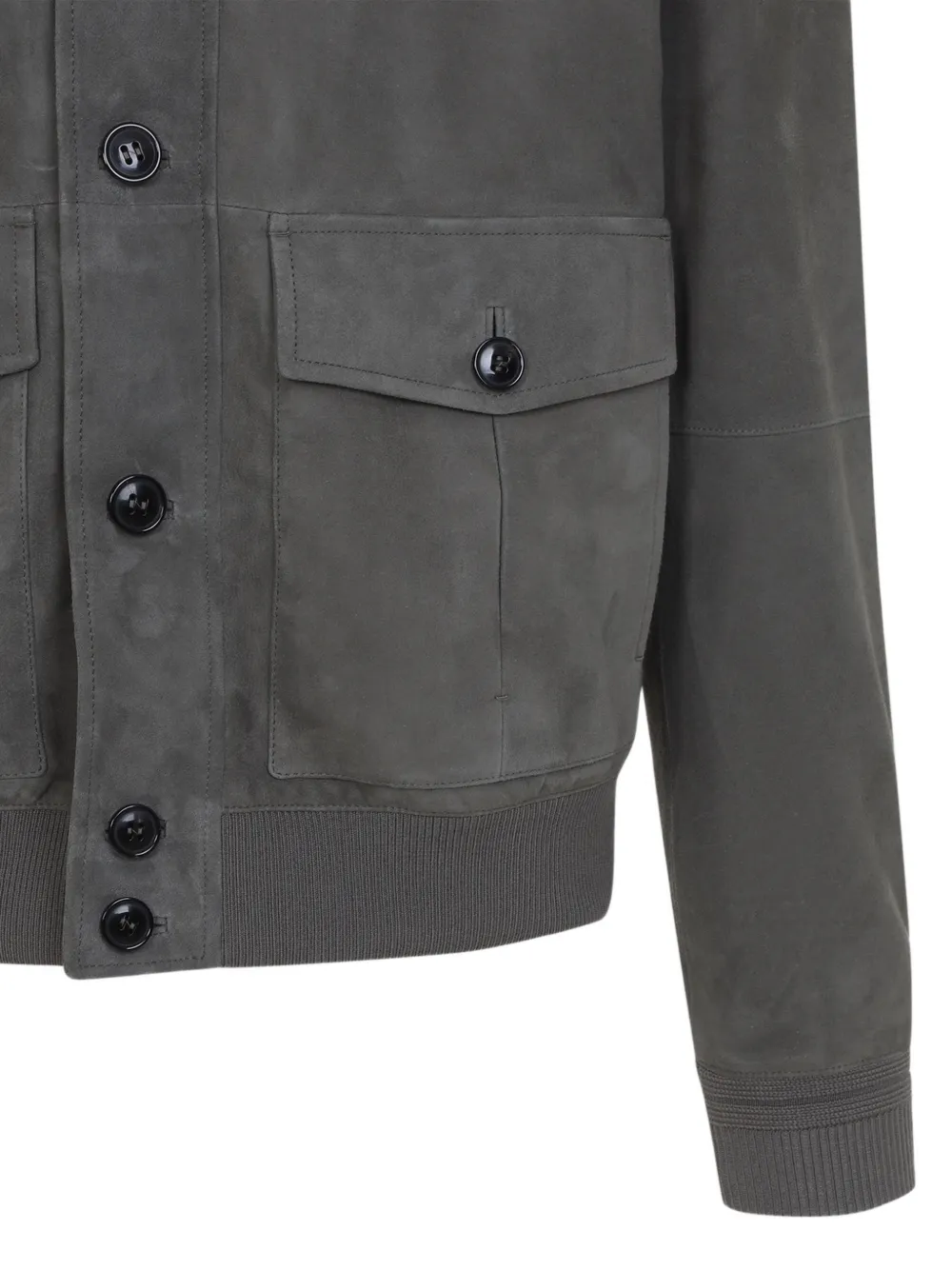 Zegna Leren jack Grijs