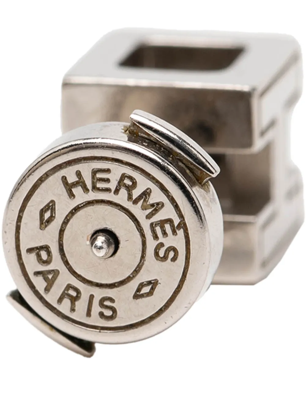  Hermès Pre-owned Boucles D'oreilles Pendantes En Plaqué Palladium Cage Dh Cube à Clip (2000-2025) - Tons Neutres 