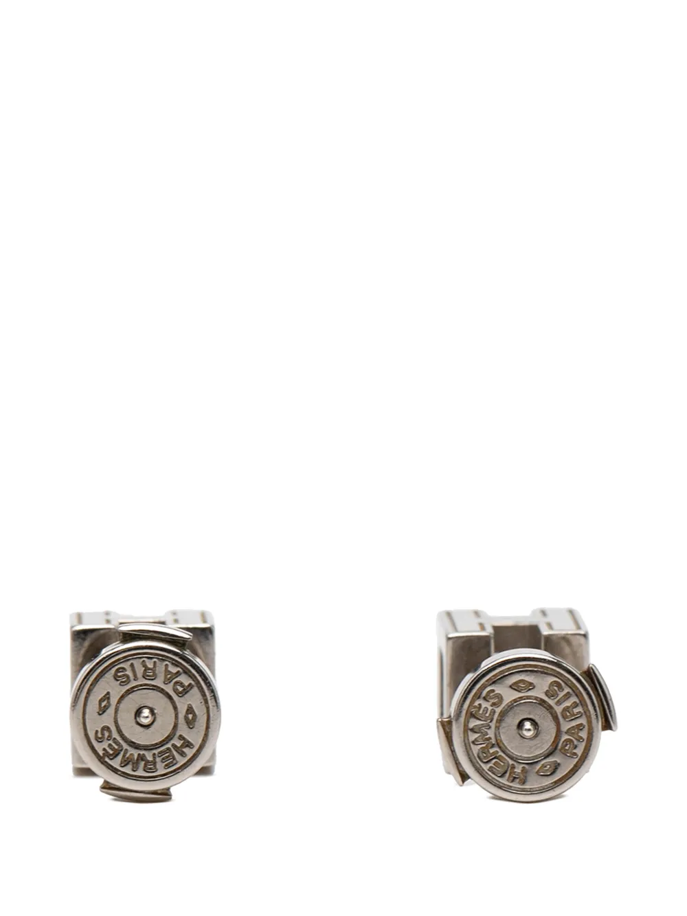  Hermès Pre-owned Boucles D'oreilles Pendantes En Plaqué Palladium Cage Dh Cube à Clip (2000-2025) - Tons Neutres 